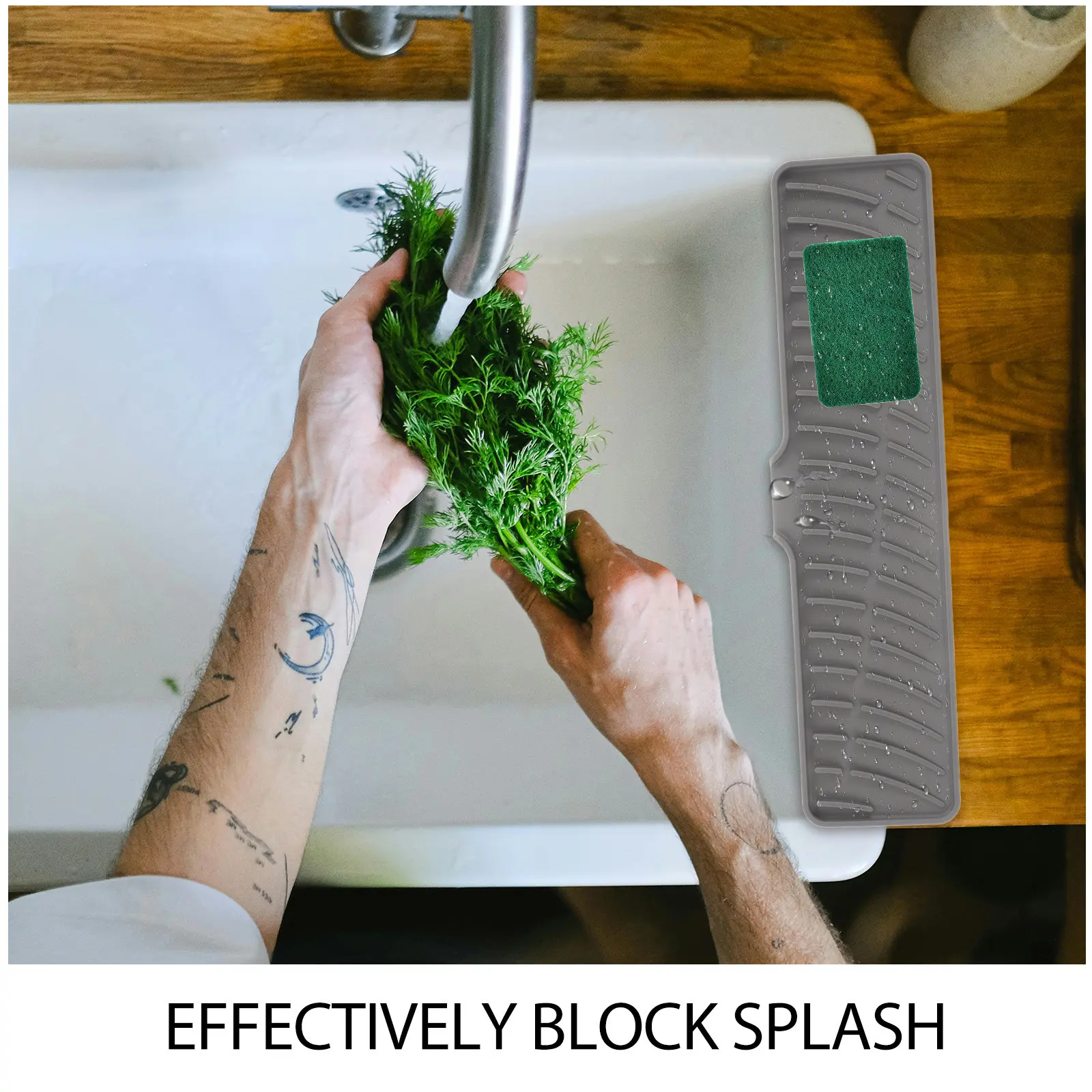 Kitchen Faucet Sink Draining Mat Silicone Long Strip Non-Slip Sink Protector Sponge Holder Drainage Mat Kitchen Counter Drip