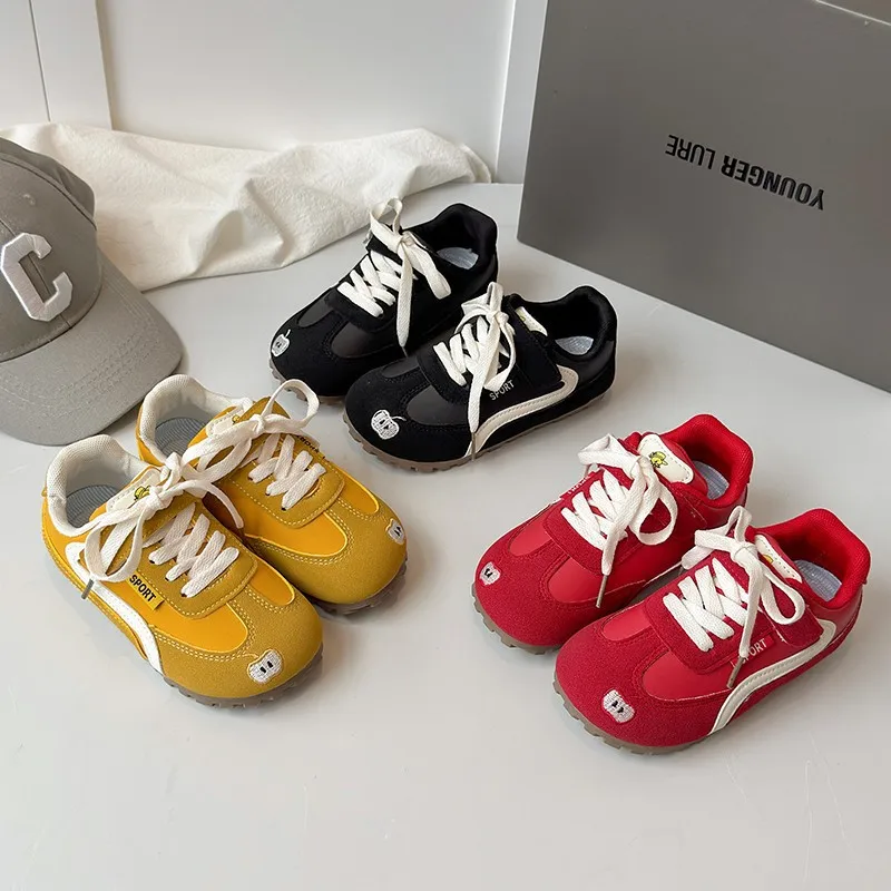 

Spring Autumn Girls Korean Version Soft Soled Casual Shoes Children Fashion Training Shoes Boys Front Lace-up Versatile Sneakers