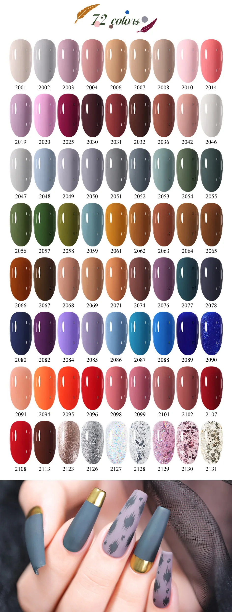 Arte Clavo Gel-Nagellack, 400 Farben, 15 ml, semi-permanenter Gel-Lack, Basis-Decklack, Nagelkunst, Maniküre, Soak Off-LED, UV-Salon-Gel – Detail 10