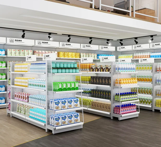 Supermarket shelves, convenience stores, display shelves, snack sheets, double-sided display cabinets