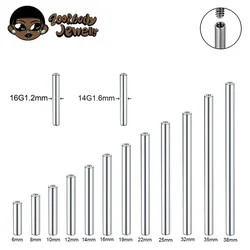 5pcs/lot ASTM F136 Implantable Grade Titanium 14G 16G Internal Thread Tongue Barbell Shaft Nipple Piercing Jewelry Accessories