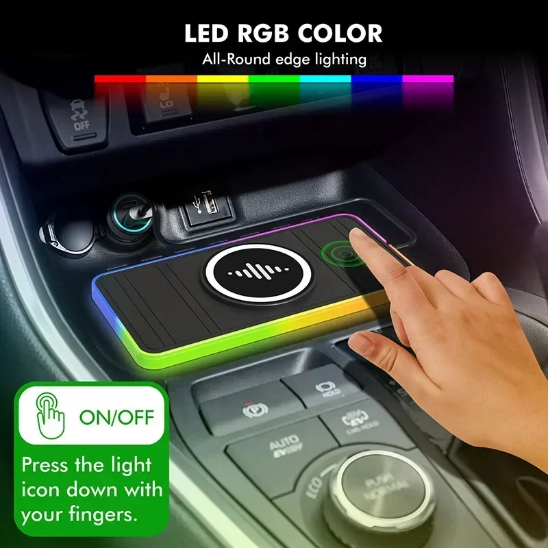 

Магнитное автомобильное беспроводное зарядное устройство с RGB-подсветкой, нескользящее автомобильное зарядное устройство для iPhone 16 15 14 13 X Samsung Xiaomi Airprods, быстрая зарядка