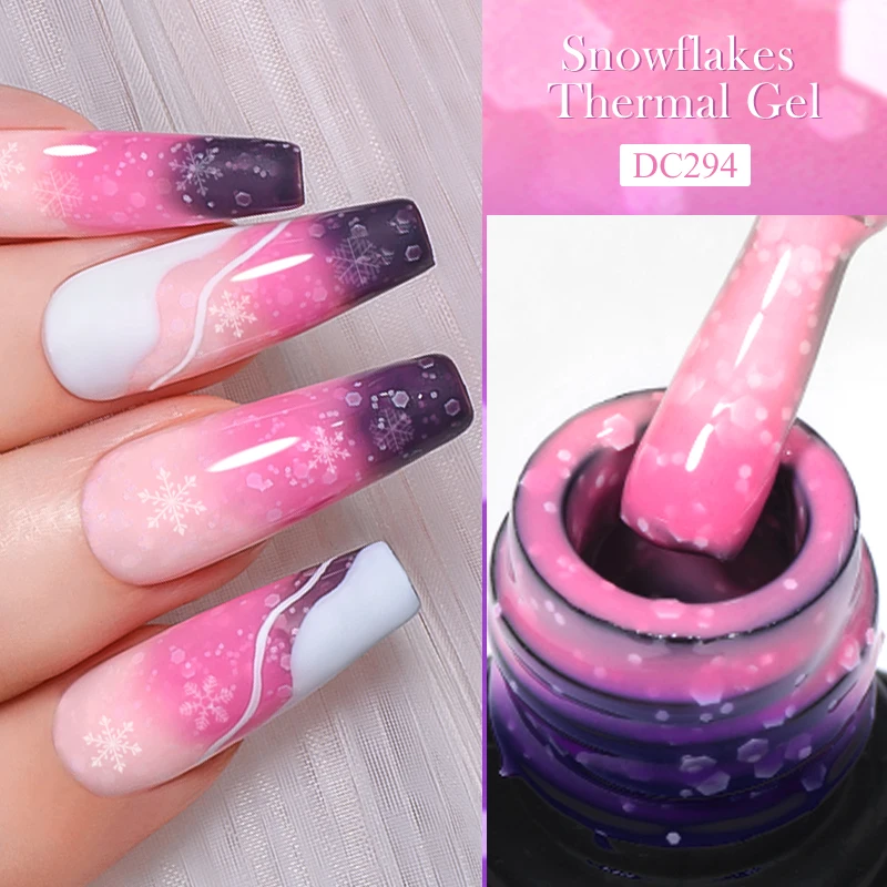 Mtssii-Esmalte Gel Térmico Floco de Neve, Lantejoulas Glitter, Verniz de Mudança de Temperatura, Mergulhe, UV LED Nail Art, 3 Camadas, 7ml