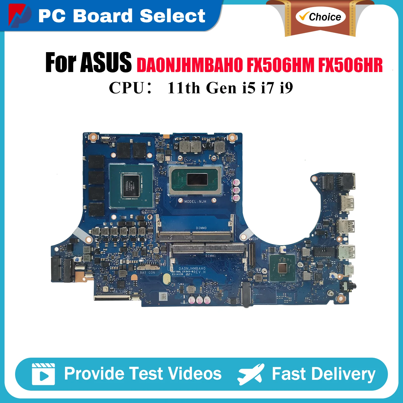 

DA0NJHMBAH0 Laptop Motherboard For ASUS TUF Gaming FX506H FX506HR FX506HM Mainboard W/ 11th Gen i5 i7 i9 100% tests OK fast ship