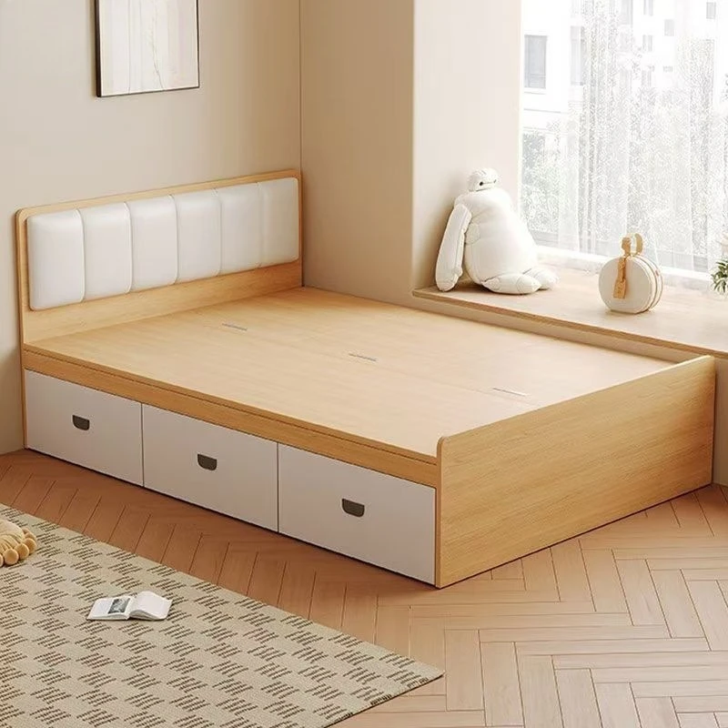 

wood tatami bed Small apartment high box storage environmentally friendly bedroom double bed Modern simple storage single