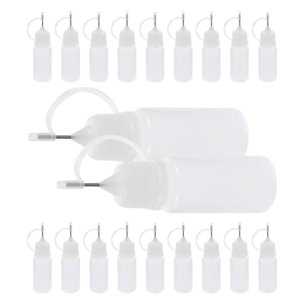 

20 Pcs Bottled Portable Glue Bottles Squeeze for Paint Pointy Small Stainless Steel DIY