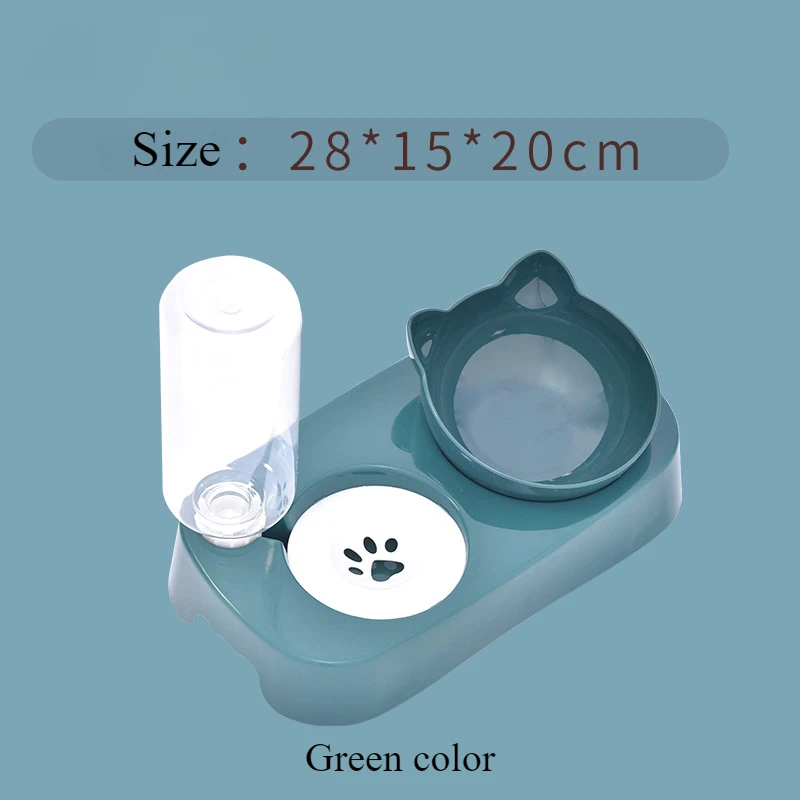 Pet Feeder Cat or Dog Bowls Feeding and Watering Anti-knock Automatic Water Dispenser Combination Food Basin