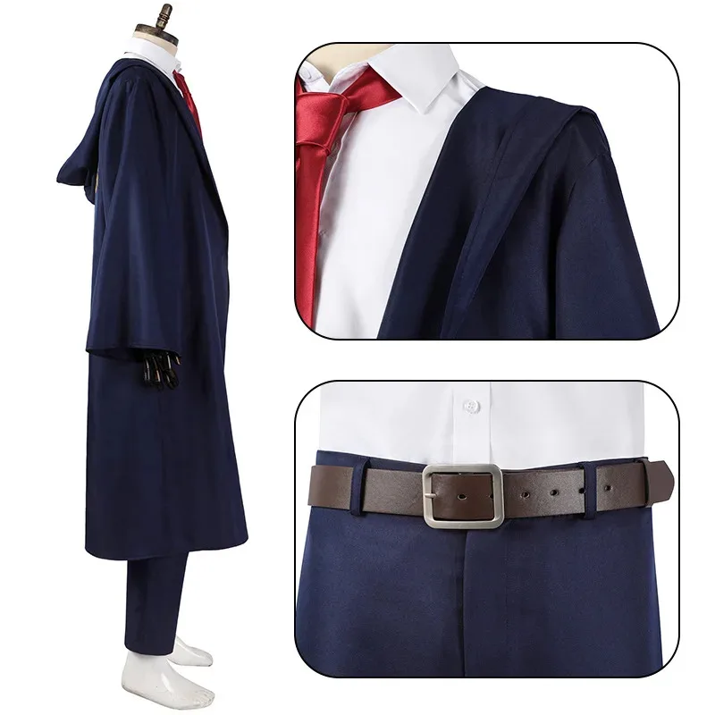 2025 Mashle Magic and Muscles Mash Burnedead Cosplay Costume Wig Trench Black School Uniform Men Anime Outfit view 3