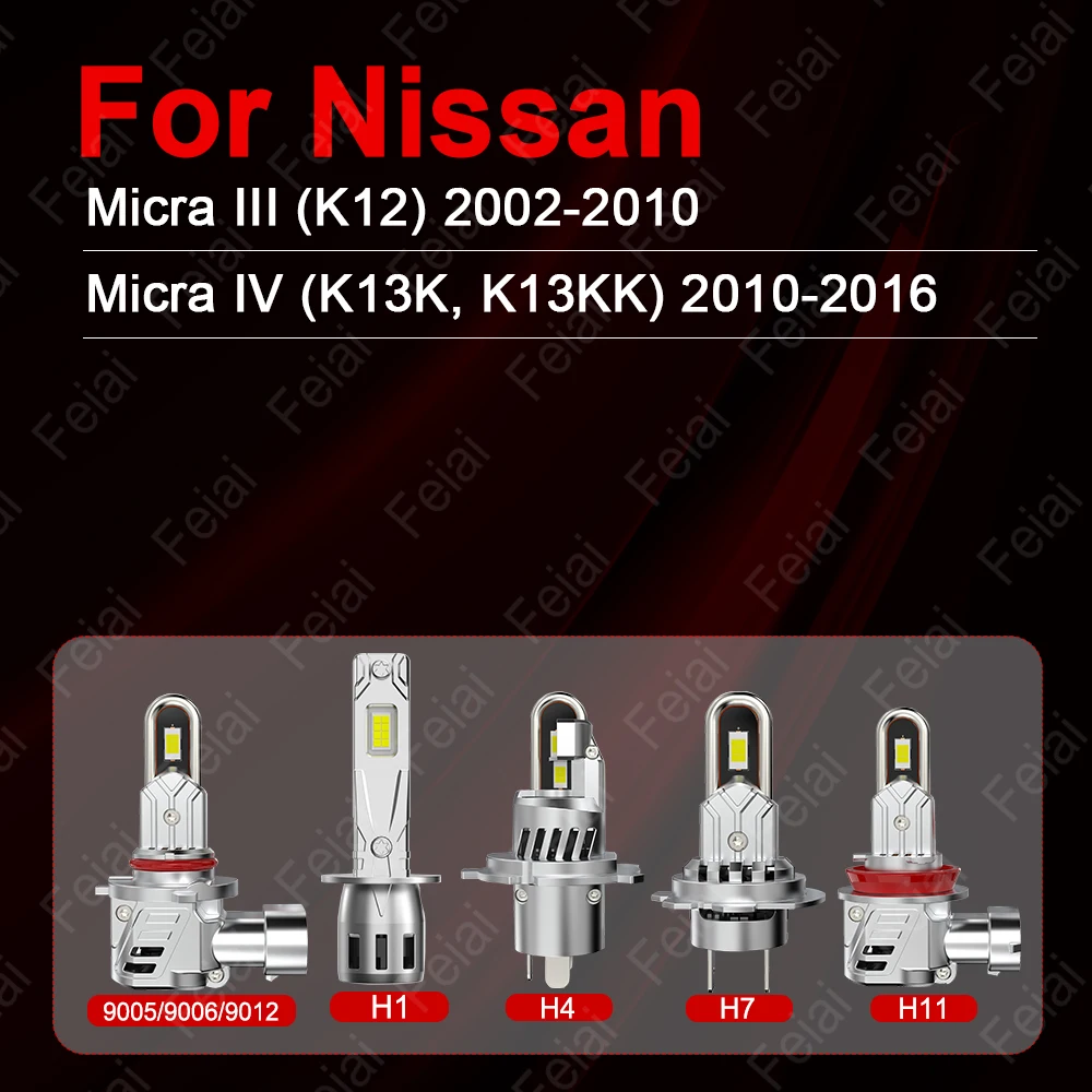 For Nissan Micra K12 K13 Headlights LED Bulb Micra Accessories Car Headlamp 2002-2005 2006 2007 2008 2009 2010 2011 2012-2016