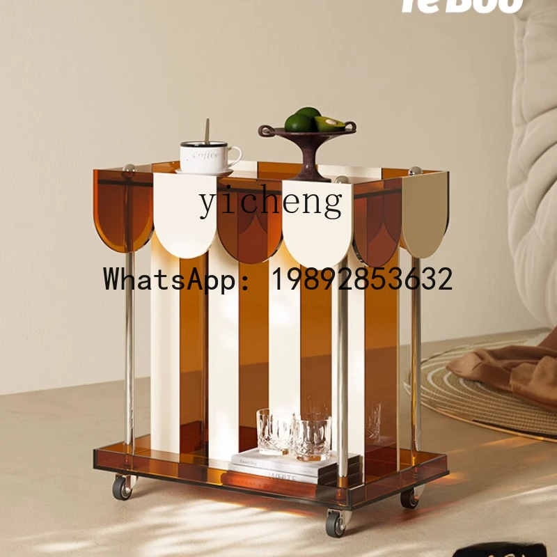 ABC  acrylic movable trolley rack,  sofa side few retro dining car side cabinet