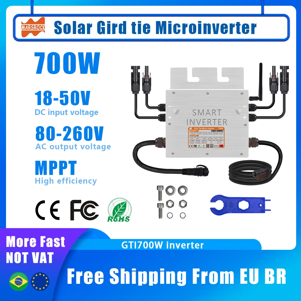 700W 400W Micro solar inverter Grid tie microinverter MPPT For 2 × 350W Solar panel DC 18-50V AC 80-280V Home appliance