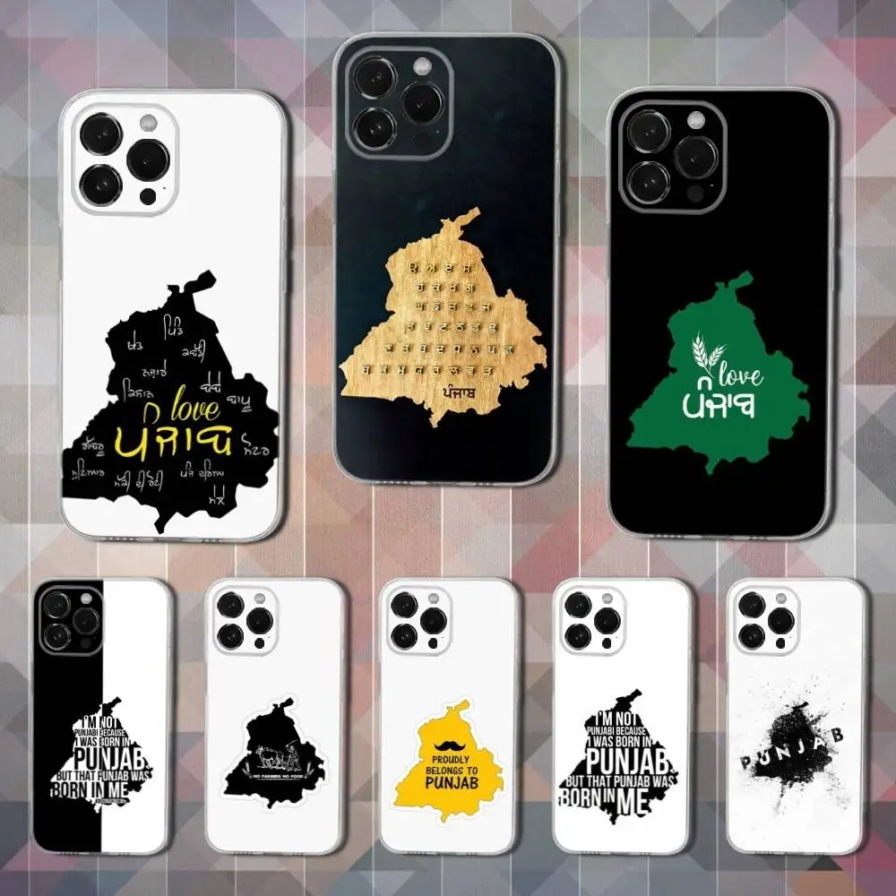 

Punjab Landscape Map Phone Case For iPhone 16,15,14,13,12,11,17 Pro,Max,Plus,X,XS,XR,SE,Mini Transparent Soft Cover