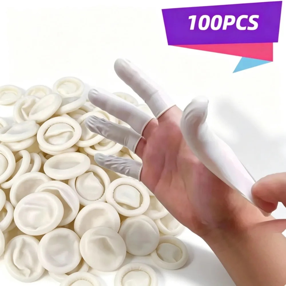 20/100PCS Disposable Anti-Static Latex Finger Cots, Non-slip Rubber Fingertip Sleeves Industrial Finger Protector