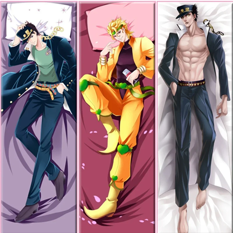 Japanese Anime JoJo's Bizarre Adventure Kujo Jotaro Johnny Joestar Coplay Hugging Body Pillow Case Cover