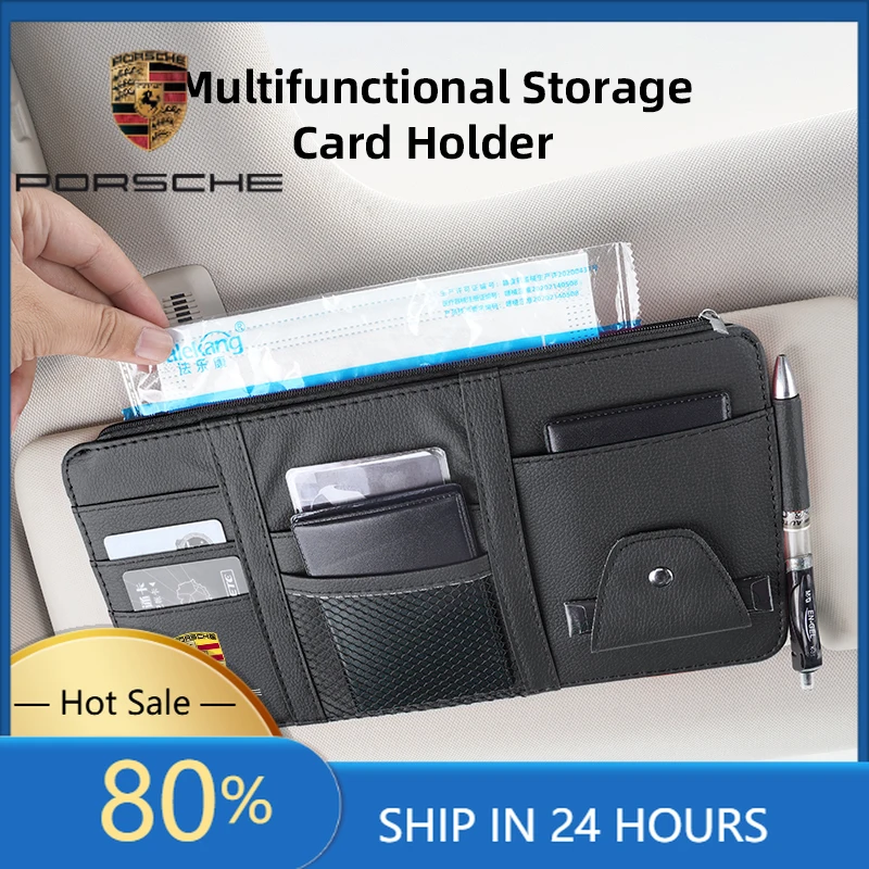 

Наклейки для интерьера автомобиля Porsche, держатель для карт, очков и телефона на солнцезащитный козырек для Porsche Panamera, Taycan, 911, 718, Macan