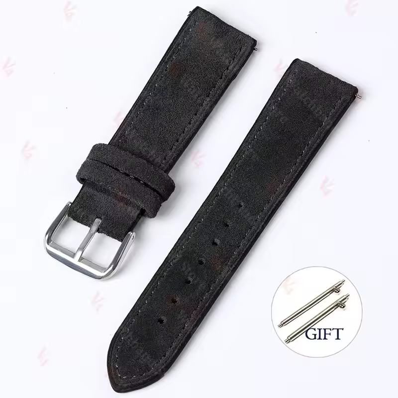 18mm 19mm 20mm 22mm Vintage Suede Cowhide Watch Strap Handmade Watch Band Gray Brown Green Quick Release Bracelet for Men Women - Image 19