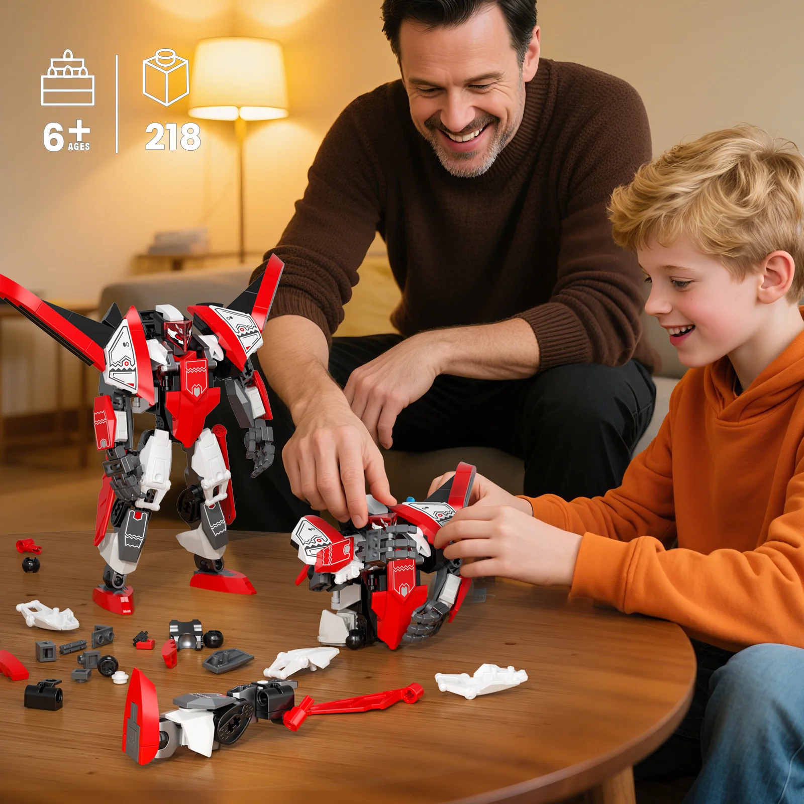 F5 Creative Aircraft Transformation Robot Building Block Set Fighter Mecha Model Building Block Ornaments Boys Toy Birthday Gift