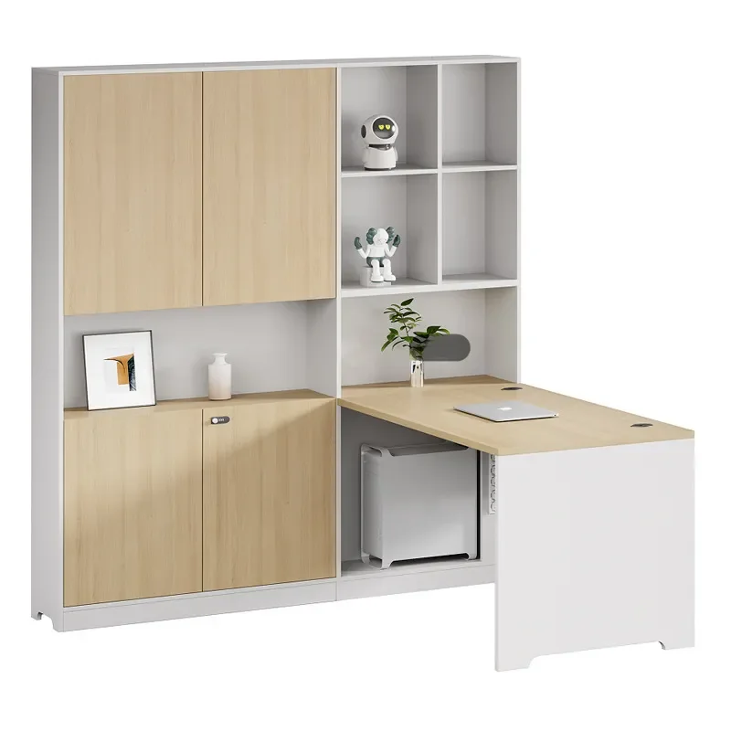 Office Desk with High Cabinet and Privacy Screen Double Workstation for Supervisor Staff Accounting Computer
