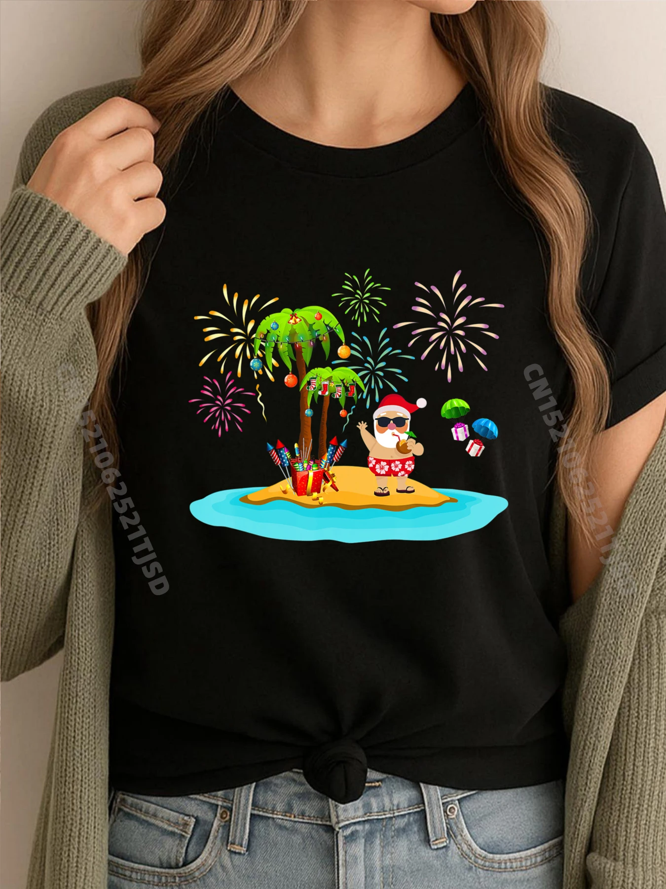 

Украшенная рождественская пальма, тропические рождественские огни кокоса, мужская дизайнерская футболка, мужская одежда, День влюбленных