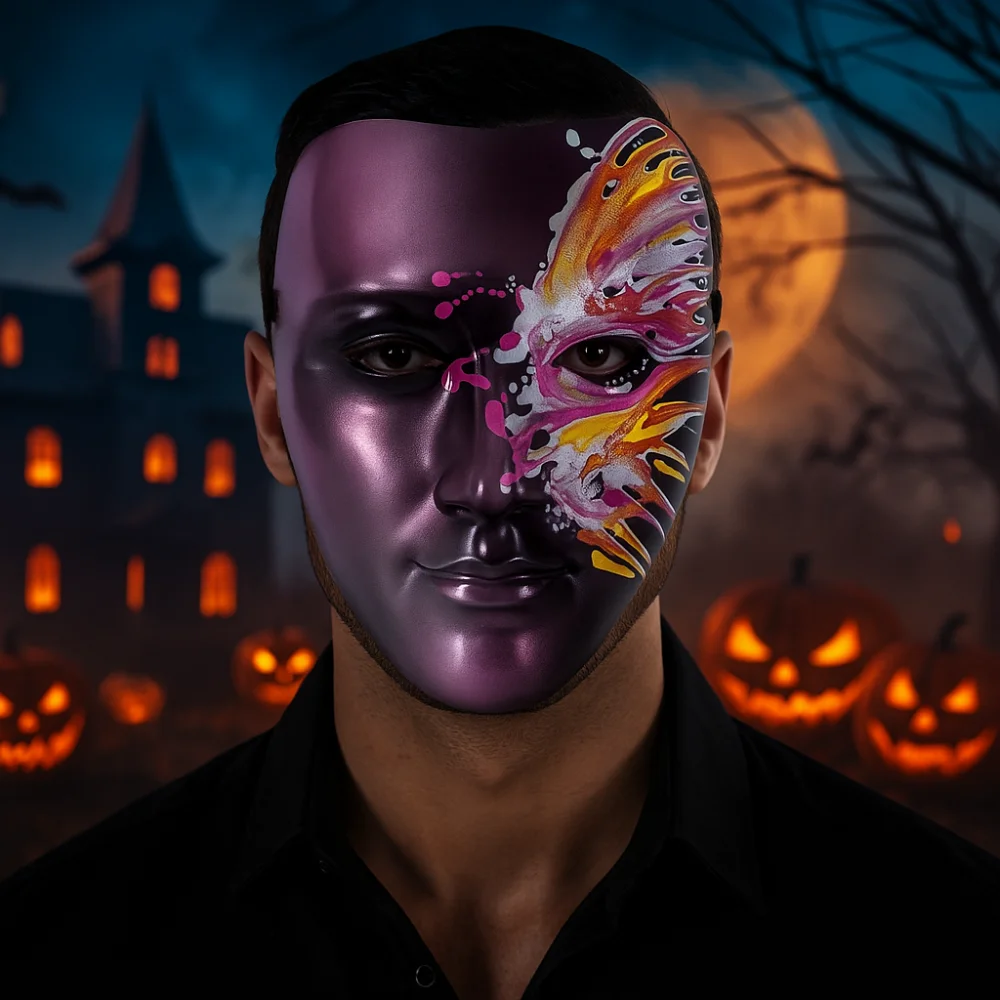 

Luxury Plastic Phantom Paint Face Mask Colorful Flowing Full Face Mask Cosplay Prom Props Eye Mask Anime Cosplay Props Costume