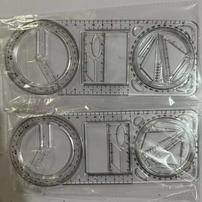 Penggaris Gambar multifungsi siswa, busur derajat gambar matematika, penggaris permainan geometris Set geometri alat tulis