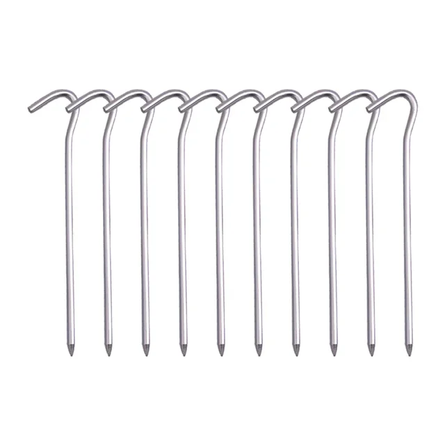 5/10PCS/Set 18cm Aluminum Alloy Tent Spikes With Hook Garden Stakes Ground Spikes For Hammock Camping Wind Rope Awning Canopy