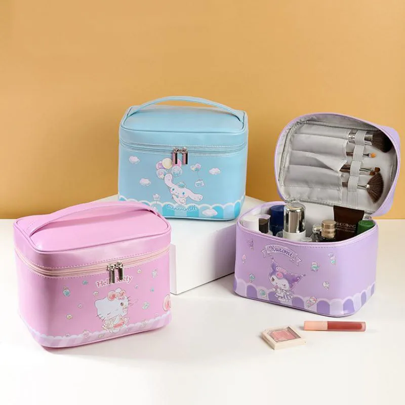 

Sanrio New Cosmetic Bag Hellokitty Creative Kawaii Good-Looking Pu Material Cartoon Storage Large Capacity Waterproof Wash Bag