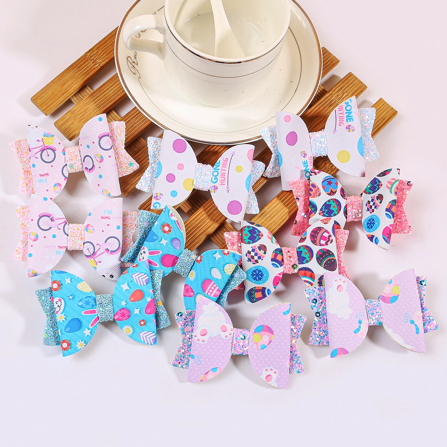 2/10pcs 소녀 머리 활 헤어 클립 아이 토끼 머리 활 바레트 클립 부활절 날 파티 헤어 액세서리 파티