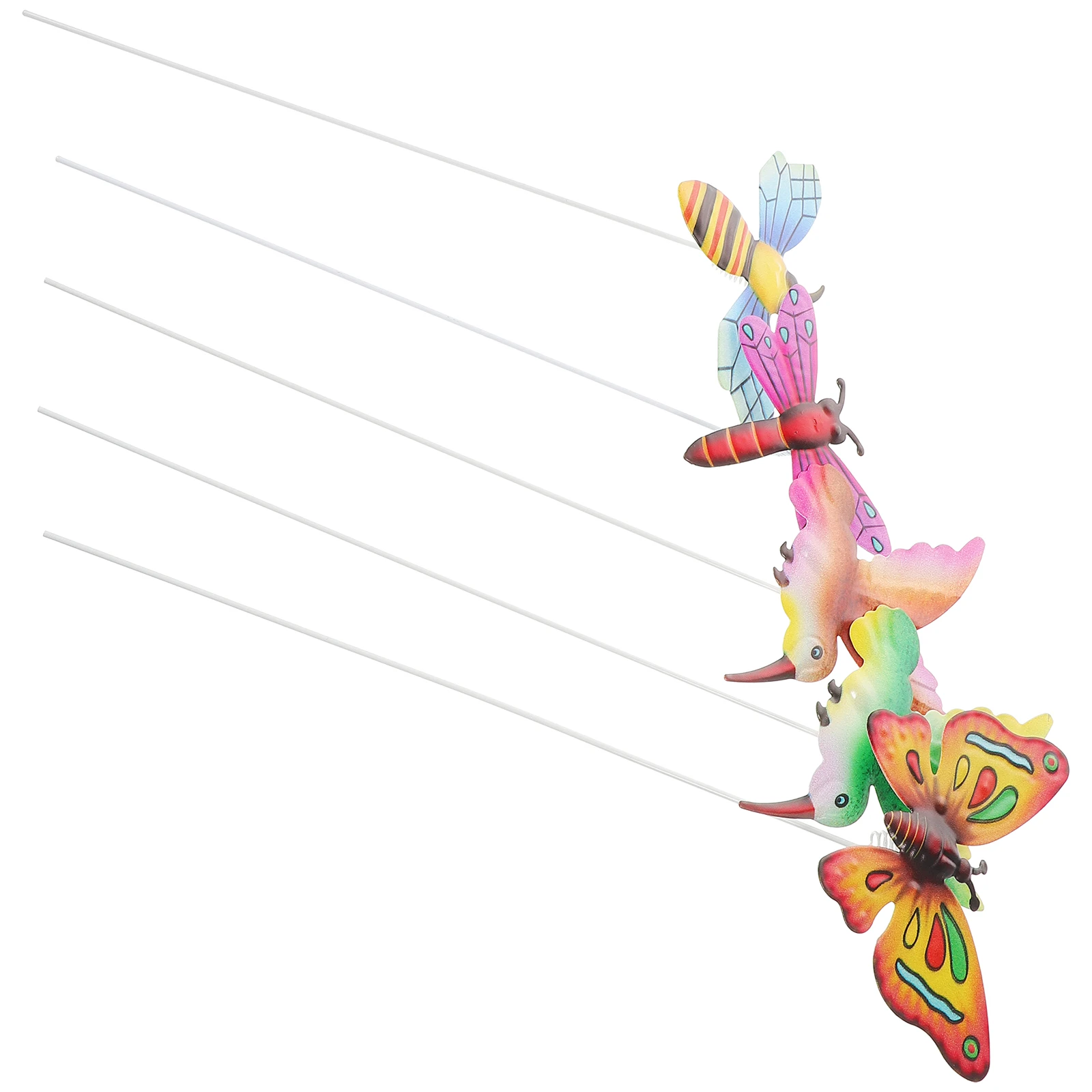 

5pcs Iron Craft Decorative Sticks Garden Stakes Realistic Shape Color Delicate Details Weather Resistant Lawn Yard Planter