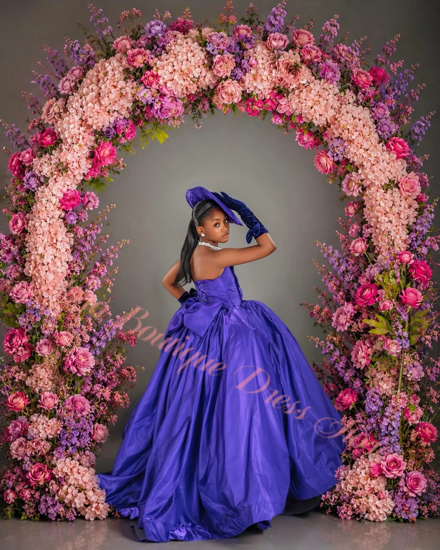 Satin Purple Ball Gown Tube Dress Bow Princess Dress Flower Girl Dresses for Birthday Party Dance Performances Photo Shoot