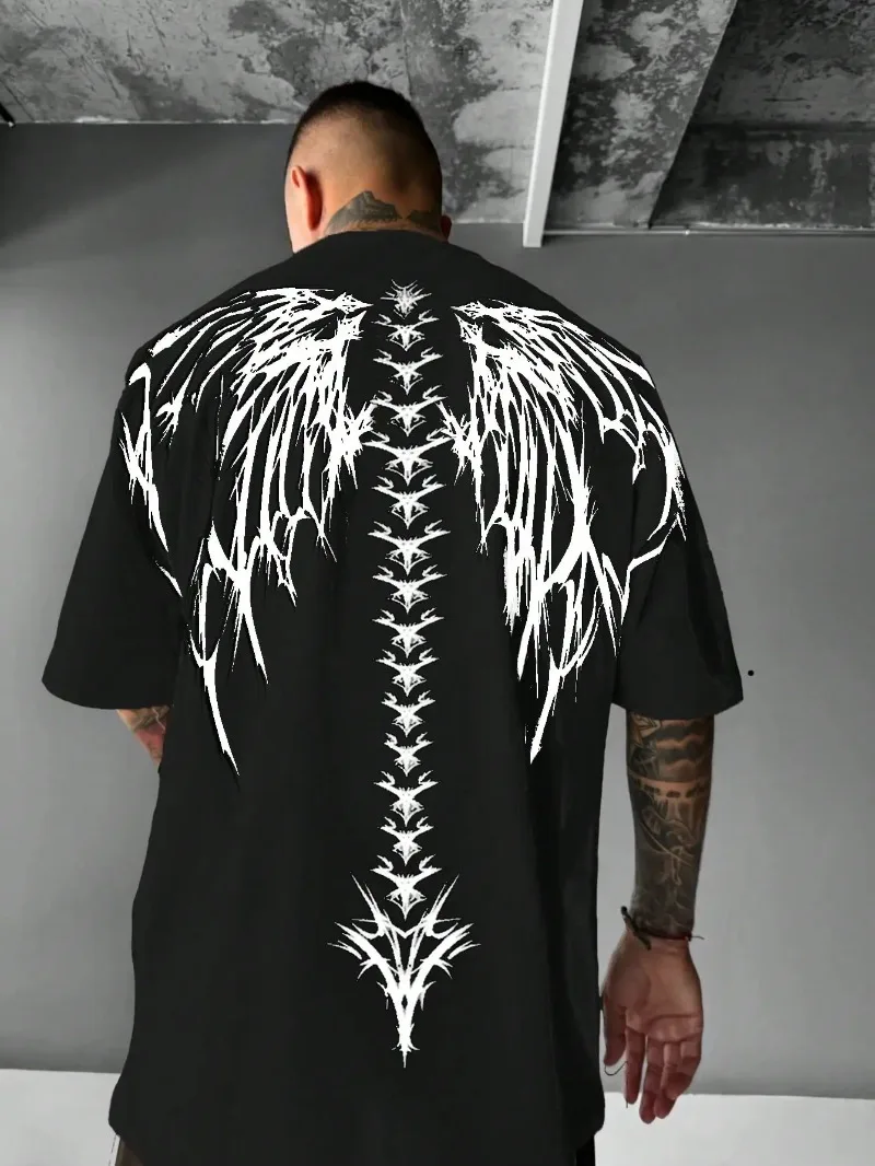 

Harajuku new Punk Gothic Harajuku Skeleton Graphic Top Men Hip-hop Y2K Streetwear Short-sleeved Trendy Casual Oversized T-shirt