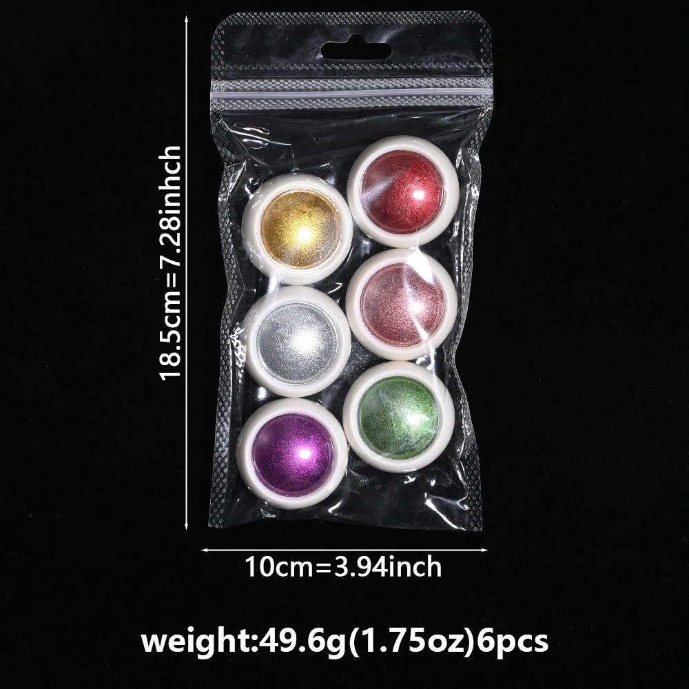 6Jars Christmas Magic Mirror Nail Glitter Powder Red Green Classic Metallic Chrome Nail Powder for Xmas Manicure Rubbing Pigment - Image 6