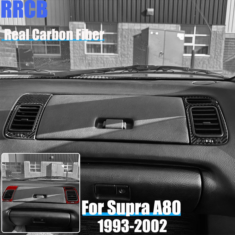 Real Carbon Fiber Car Accessories Passenger Air Vent Soft Cover Sticker For Toyota Supra MK4 JZA80/A80 1993 1994 95 96 97-2002
