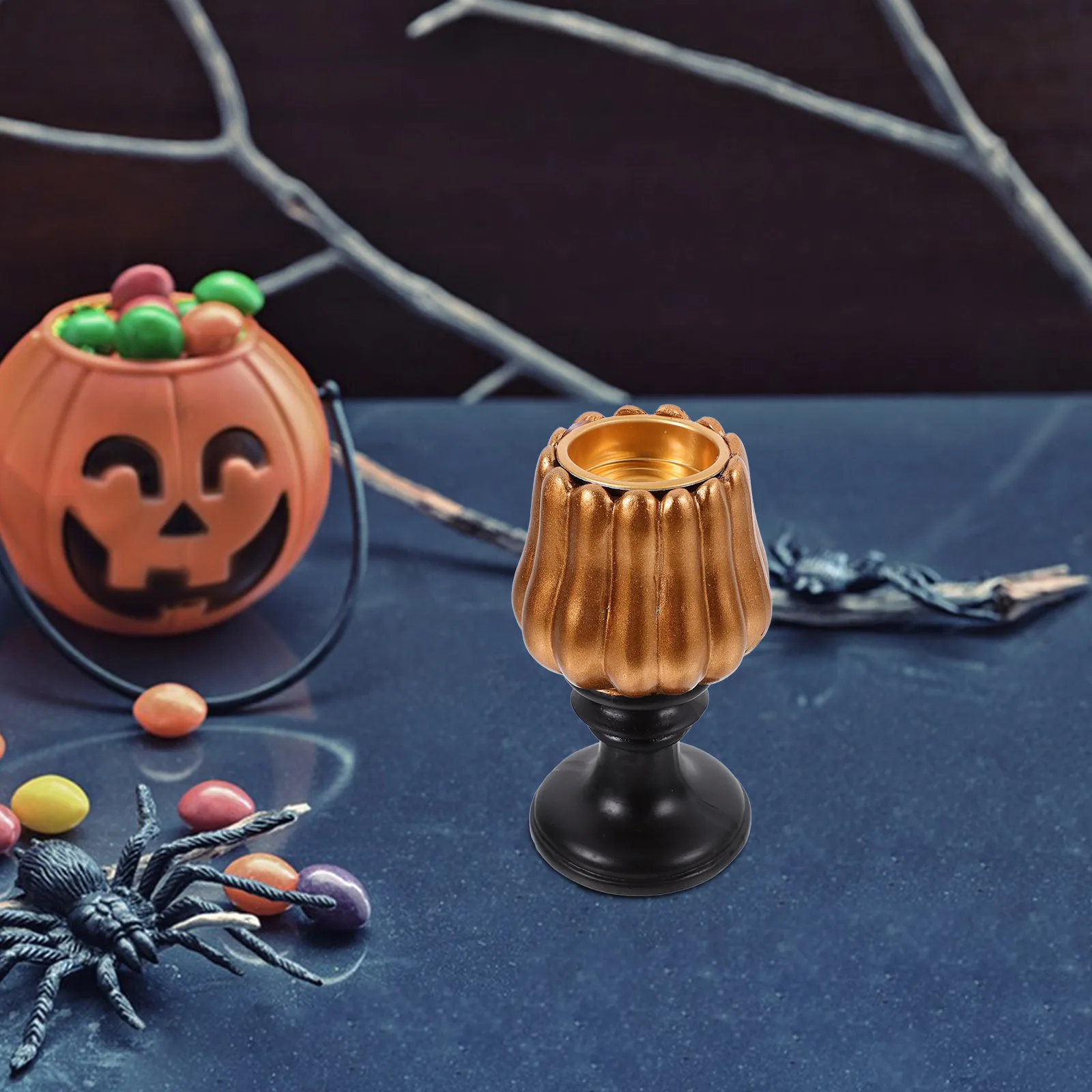 Pumpkin Holder Resin Halloween Tea Light Stand For Party Decor Fall Table Centerpiece Autumn Mantel Fireplace