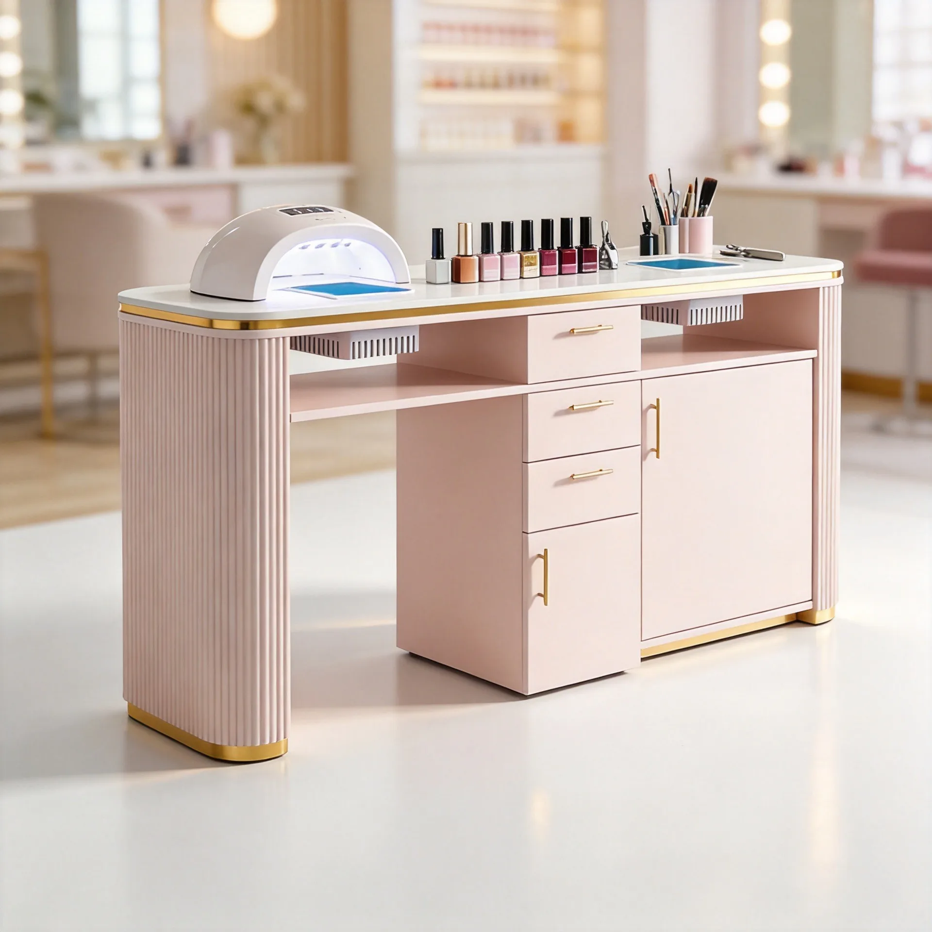 LH high-end manicure table beauty salon with vacuum cleaner double manicure table