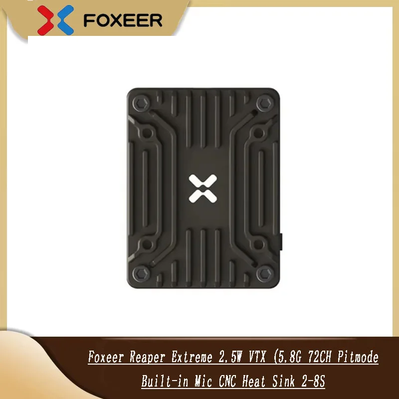 

Foxeer Reaper Extreme 2,5 Вт 5,8G VTX 72CH Pitmode Встроенный микрофон Радиатор с ЧПУ 2-8S 20X20 мм для FPV дальнего действия