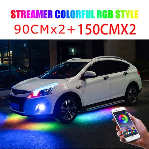 RGB Многоцветный Гибкий Текущий Автомобильный Светодиодный Светильник Под Покрытием Водонепроницаемый Автомобильный Chassi Неоновый Атмосфера Свет