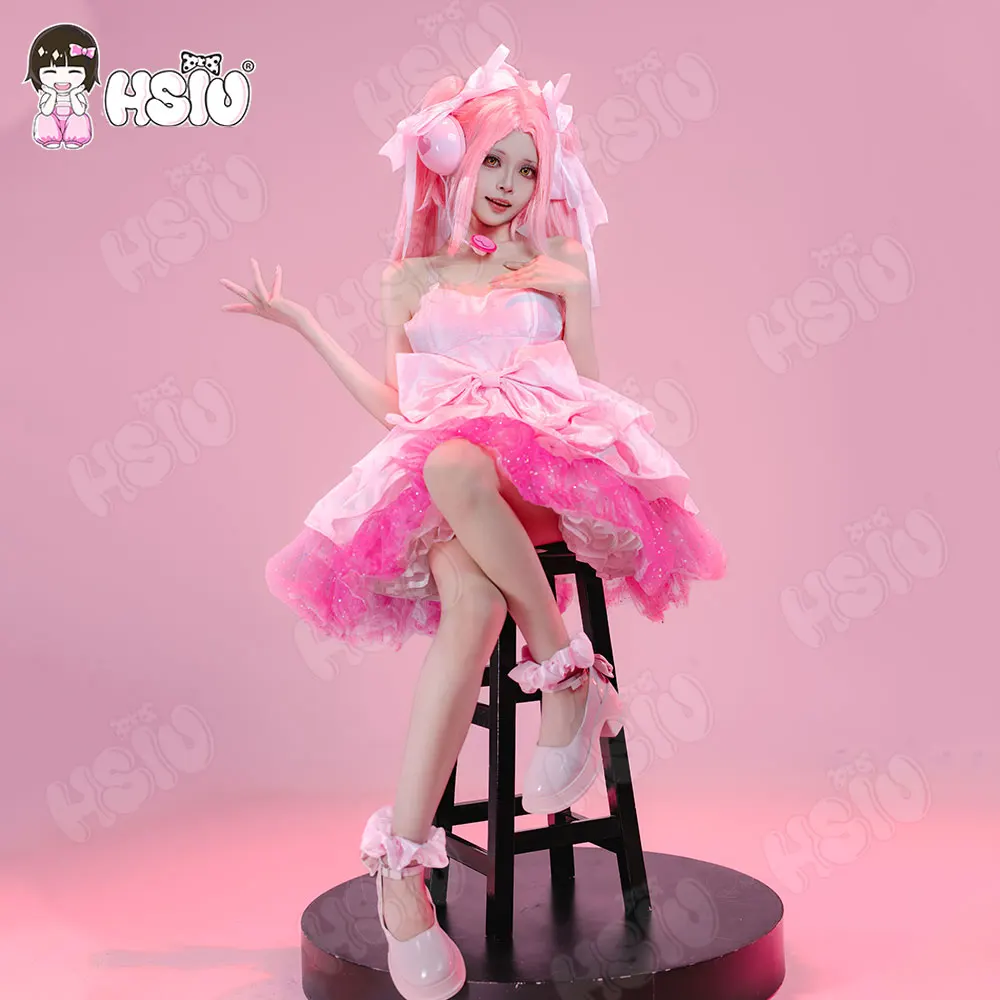 Alien Stage Sua Mizi Cosplay Costume HSIU Zombie Stage Pink White Bow Mini Dress Anime ZOMST Outfit for Halloween - view 5