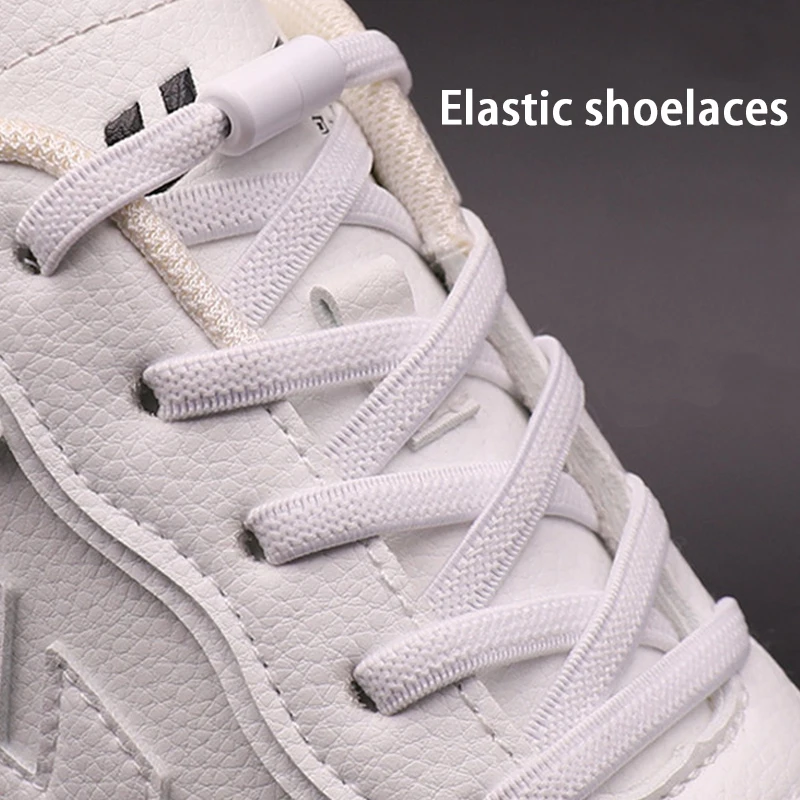 New 1Pair/3Pair Metal Lock Shoe Laces for Sneakers Elastic Stretch No Tie Shoelaces Casual Shoes Running Shoes