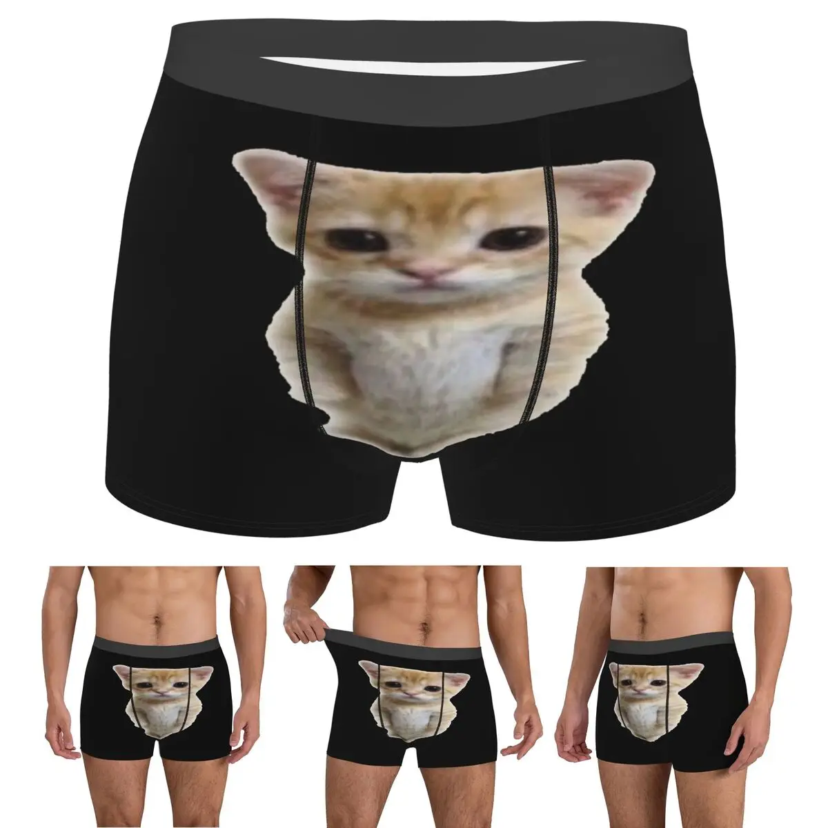 

Boxer Underpants Shorts El Gato Standing Cat Meme Panties Men Comfortable Underwear for Homme Man Boyfriend Gifts