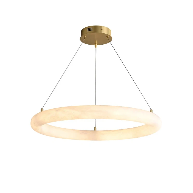 Luxury Natural Marble Ring Dimmable LED Gold Chrome Chandelier Lighting Lustre Suspension Luminaire Lampen For Living Room