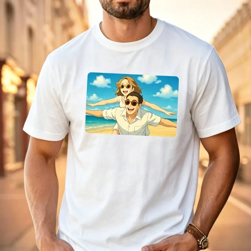 Custom Photo shirts kids family Cartoon T-shirt Personalized Couple Photo Cartoon Tee Custom Text Gift  Lover Customized Tee