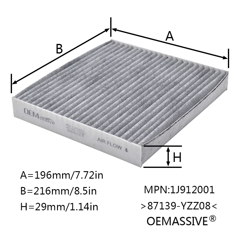 5x Car Pollen Cabin Filter Activated Carbon For Toyota Yaris RAV4 Camry Avensis Prius Subaru Outback Legacy Trezia 87139-YZZ08