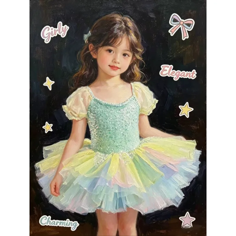 Girls Ballet Tutu Dress Sleeveless Princess Skirt Kids Stage Performance Costume Ballroom Training Dance Fairy Tutu Leotard