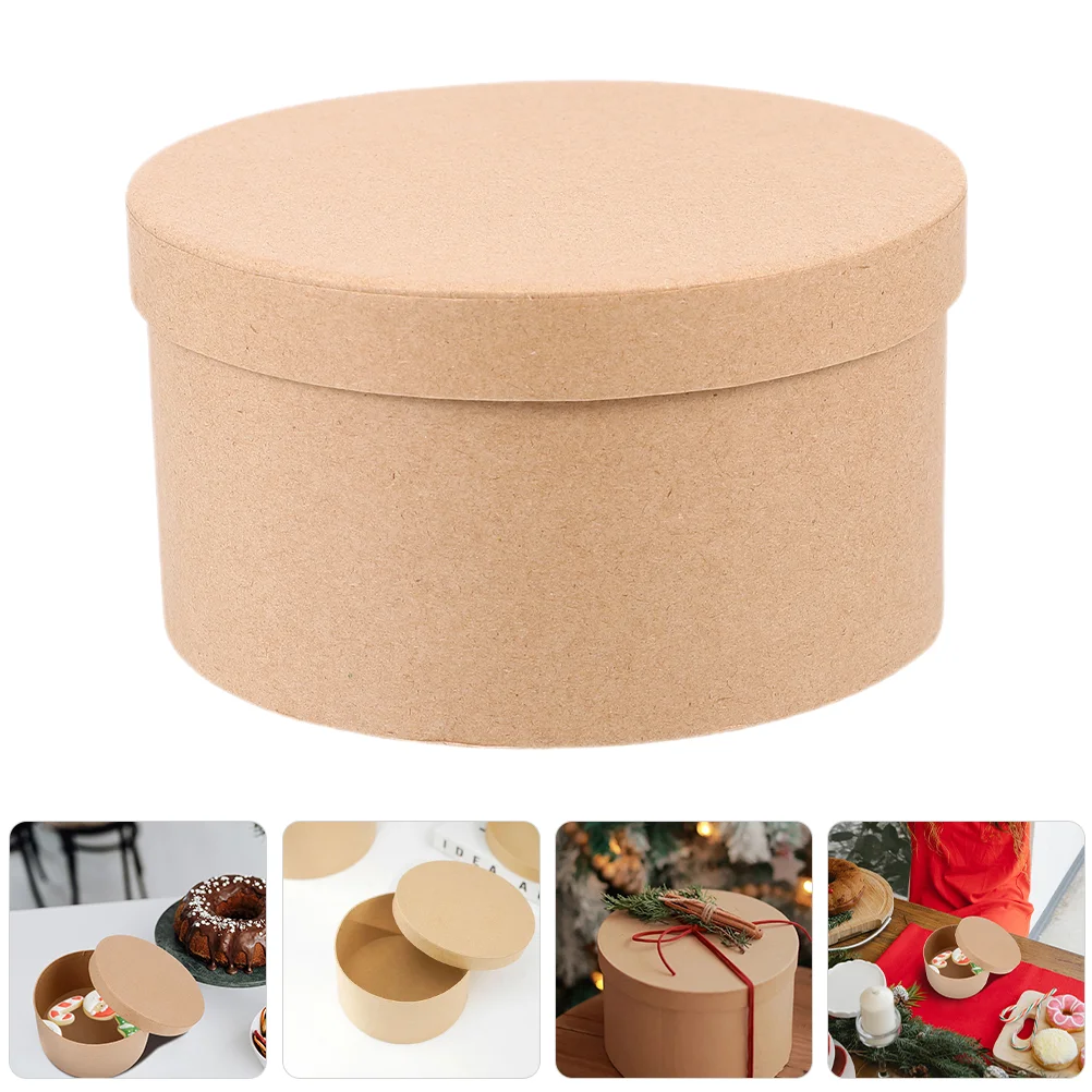 

DIY Kraft Paper Box Mens Gifts Round Boxes with Lids Carton Cupcake Bridesmaid Holder Floral