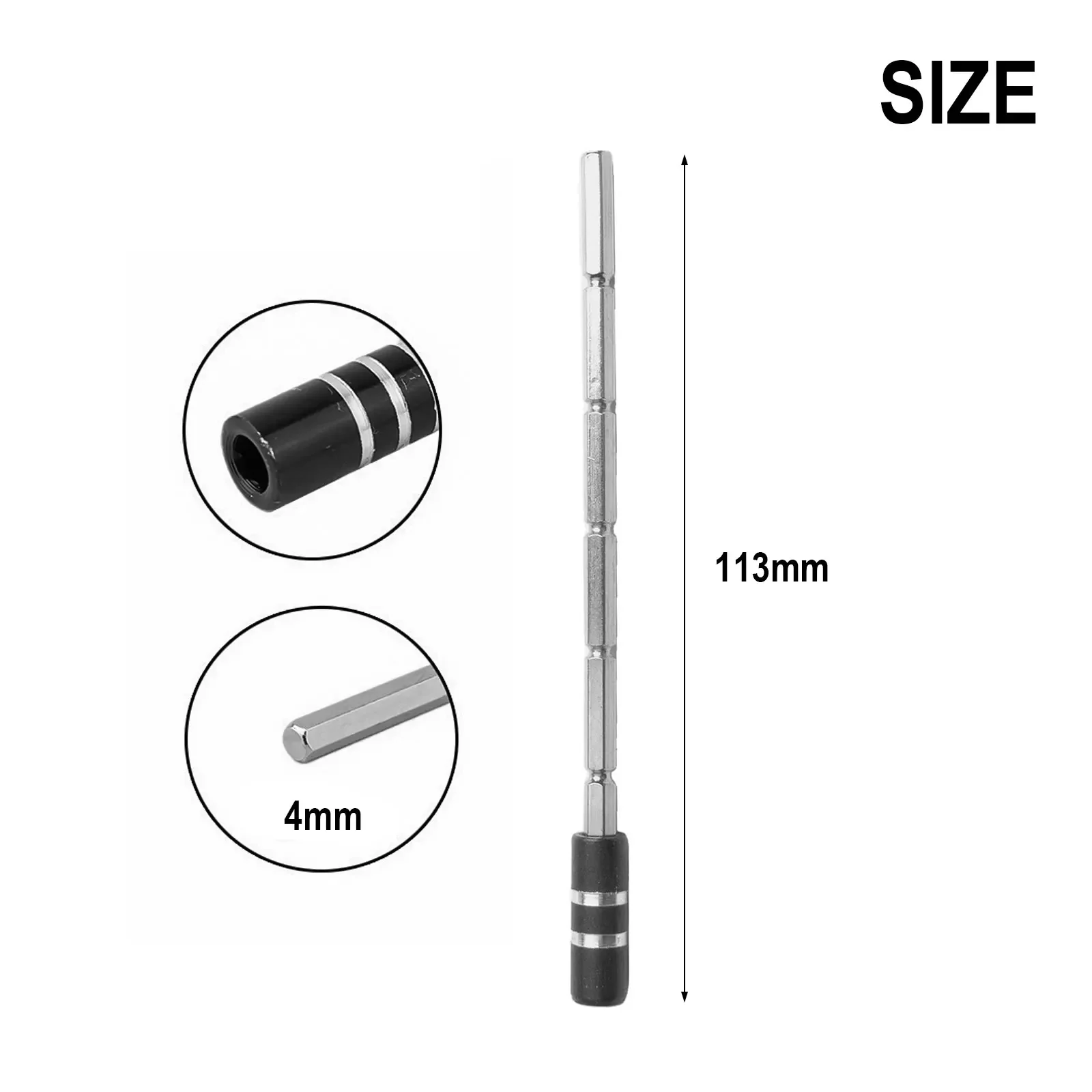 1pcMagnetic Metal Shaft Extension Bar Rod Hex Socket Adapter Screwdriver Bit Holder 113mm Bit Extension Rod Suitable For 4mm Bit