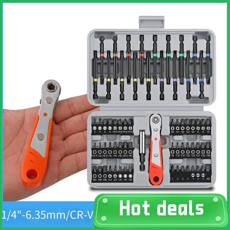 

68 Piece Ratchet Screwdriver Bit Combination Set Steel With 36 Teeth Mini Ratchet Handle Suitable For Home And Auto Repair.