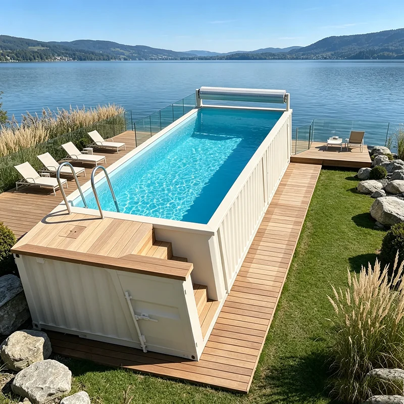 Backyard Shipping Container Swimming Pool Rust‑Proof Steel Container Pool with Complete Accessories