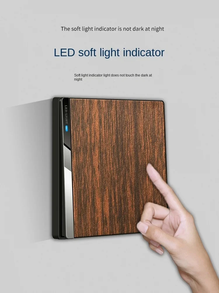 European style wood grain switch socket household panel 86type whole house package concealed wall with TV computer socket