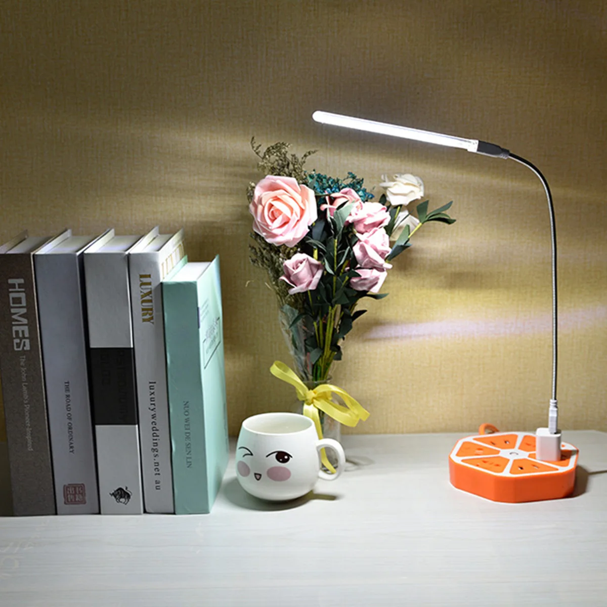 

White Led Usb Night Light Extended Metal Pole Mini Portable Table Lamp For Home Kids Room Laptop Keyboard Lighting Camping Gift